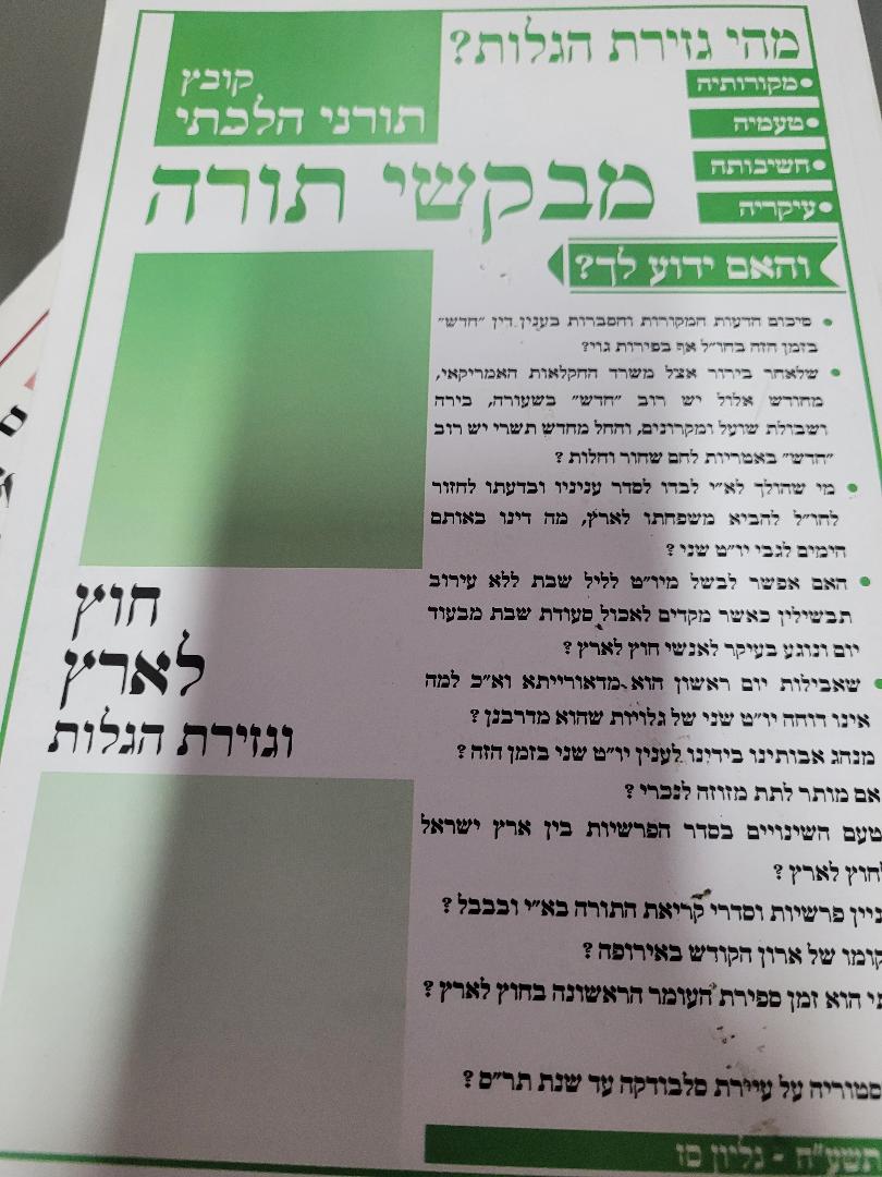 Kovetz Mevakshei Torah- #67- Chutz L'Aretz V'Gzeiras Golus