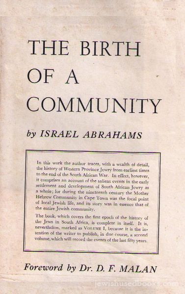 The Birth Of A Community: A History of Western Province Jewry
