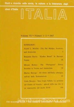Italia: Studi E Ricerche Sulla Storia La Cultura E La Laetteratura Degli Vol VI No 1-2 1987(Italian)